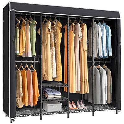 Black/ White Modern Clothes Garment Rack,Metal and Wood Closet Rack Closet  Organizer System with Hanging Rod and Shelf - Yahoo Shopping