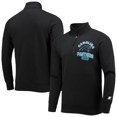 Men's Antigua Black/Heather Gray Carolina Panthers Victory Colorblock Pullover Hoodie Size: Medium