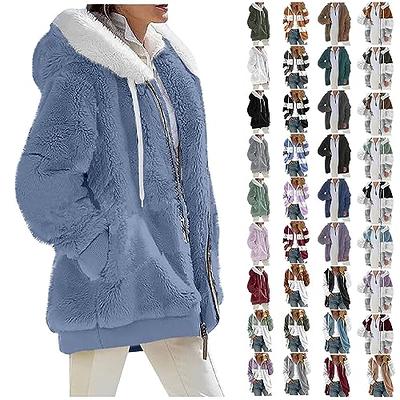 EVALESS Fuzzy Fleece Jackets for Women Fashion Long Sleeve Lapel Button  Down Long Teddy Coat Faux Fur Warm Winter Outwear : : Clothing,  Shoes