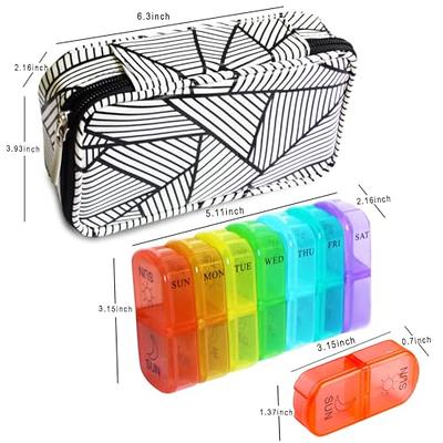 Weekly Pill Organizer 2 Times A Day,am PM Large Daily Pill Box Medicine  Organizer With PU Leather Case for Travel ,7 Day Pill Container 