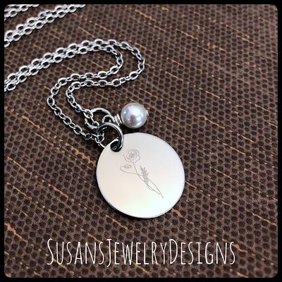 Necklaces Stainless Steel Birth Flower