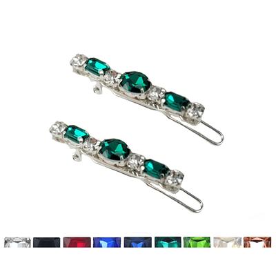 Stranded Treasures Green Rhinestone Hair Clips