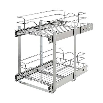 Rev-a-shelf 2-tier Kitchen Cabinet Pull Out Shelf And Drawer Organizer  Slide Out Pantry Storage Basket In Multiple Sizes, 21 X 22 In,  5wb2-2122cr-1 : Target