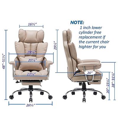 Efomao Desk Office Chair Big High Back Chair PU Leather Computer Chair Managerial Executive Swivel Chair with Lumbar Support (White)