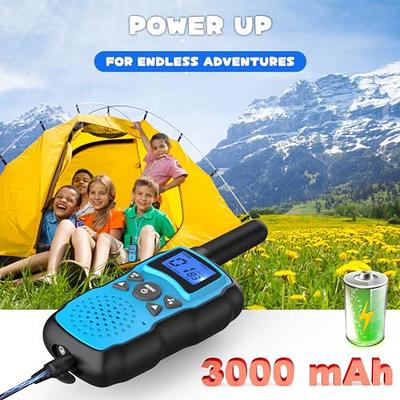  Qniglo Walkie Talkies for Kids Rechargeable 2 Pack,Christmas  Birthday Gifts Toys for Age 3-12 Boys Girls, Long Range Kids Walky Talky  with FM Radios for Family Kids Adventure Camping Hiking Spy