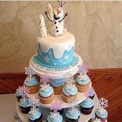 36 PCS Snowflake Cupcake Toppers Glitter Winter Frozen Theme