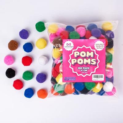 Adeweave 1.5 Inch 100 Pom Poms - Multicolor Pompoms for Crafts in Assorted  Colors, Soft and Fluffy Large pom poms for Crafts in Reusable Zipper Bag