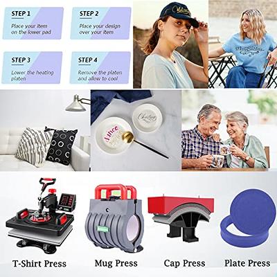 BENTISM Heat Press Machine 8 in 1, 15x15 Combo Swing Away T Shirt Pressing  Machine, Sublimation Heat Press Transfer Machine for T-Shirt Hat Cap Mug  Plate 