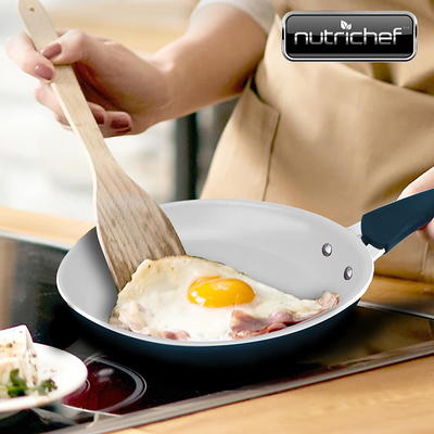 NutriChef 14 Fry Pan With Lid - Extra Large Skillet Nonstick Frying Pan  with Silicone Handle, Ceramic Coating, Blue Silicone Handle,  Stain-Resistant And Easy To Clean, Professional Home Cookware - Yahoo  Shopping