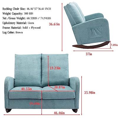 Double Wide Rocker Armchair, Upholstered Loveseat Rocking Sofa, Rocking  Relax Sofa with Side Pocket, Oversized Rocking Loveseat Sofa with Padded  Seat