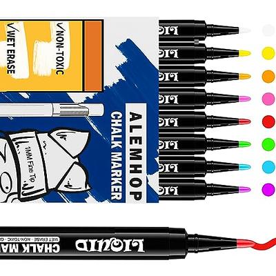 ALEMHOP Chalk Markers Fine Tip - 8 Pack Chalk Pens - White Dry Erase  Markers Pen - Liquid Chalk