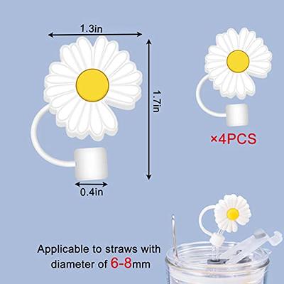 4Pcs Straw Plugs Silicone Straw Protector Flower Straws Tips Reusable