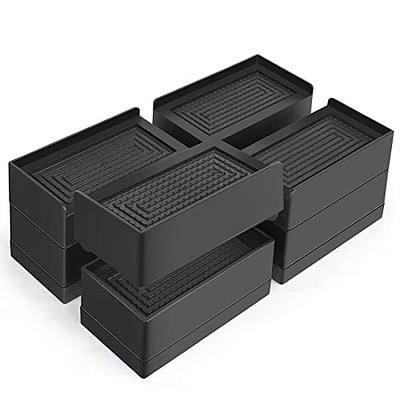 Simplify 8 Piece Adjustable Bed Risers Set - Raises Bed 3, 5 or 8 inches -  Black Plastic - Sturdy Lift - Stackable - Easy to Use