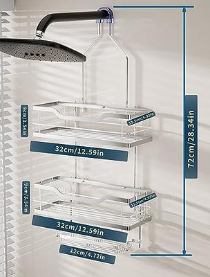 Gaseawolf Over Shower Door Caddy, Hanging Organizer With 2-Tier Rack and  Hooks, Holds Body Wash, Shampoo, Soap, Razor, Towel