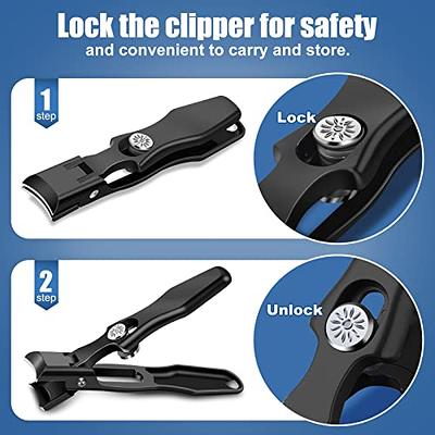 Heavy Duty Nail Clippers with Nail File Set - Safety Lock Toenail Clippers  for Thick Nails - Perfect for Manicures and Pedicures