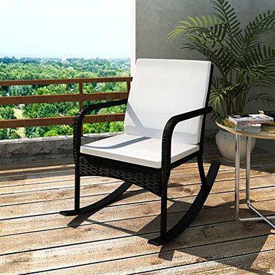 Patio Rocking Lounge Chair, Outdoor Curved Rocker Chaise with