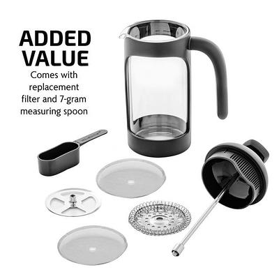 Ovente French Press Coffee Tea Expresso Maker, 12 oz - Black