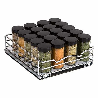 2 Tier Chrome Pull-Out Slide Basket Rack Spice Bottle Holder Cabinet  Organizer