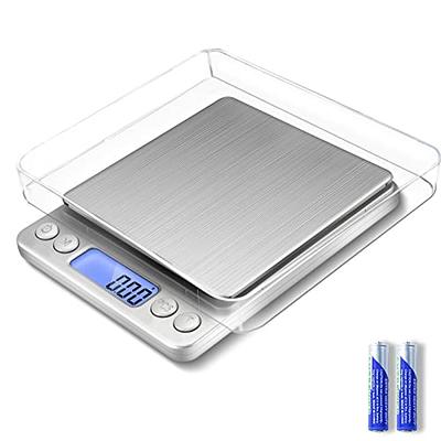 WOWOHE Digital Food Kitchen Scale Gram with LCD Display Pocket Scale  Cooking Scale Accuracy 0.1g Capacity 3000g (2 Trays Included)