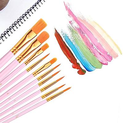 1 Pack Paint Brushes Set, 10 Pcs Nylon Hair Painting Brushes for  Watercolor, Oil, Acrylic Paint, Pink