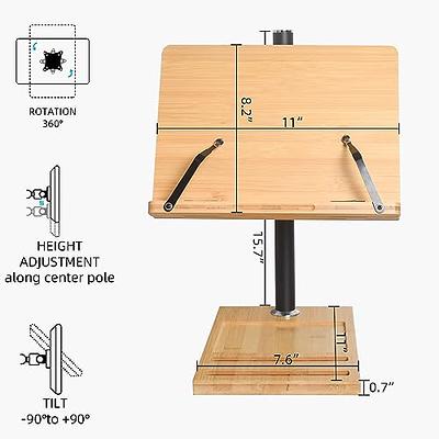 Wishacc Bamboo Book Stand Reading Shelves Holder Cookbook Foldable For  Tablet PC Textbook Music Document Stand Computer Desk