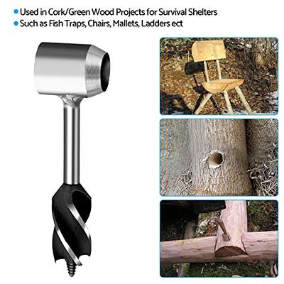 Bushcraft Gear Hand Auger Drill,Survival Tools with Folding Saw