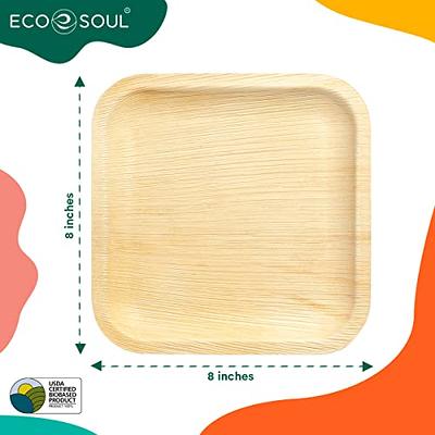 ECO SOUL 100% Compostable 9 Inch Paper Plates 100-Pack Disposable