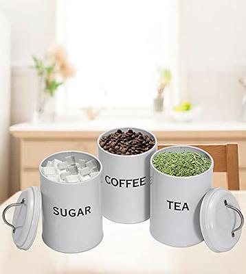 3 Pieces Sugar Coffee Tea Canister Airtight Lid Can Tin Keep Goods