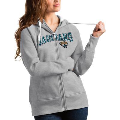 Men's Antigua Heather Gray Jacksonville Jaguars Victory Pullover Hoodie