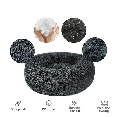 2pcs Calming Donut Dog Bed For Medium Small Dogs Cats, Fluffy Anti Anxiety Dog  Beds Washable Puppy Bed Non-slip Plush Cuddler Warming Round Faux Fur