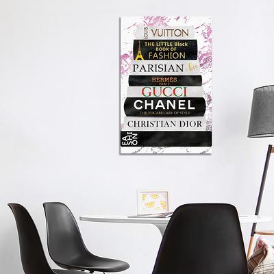 High Fashion Book Stack Black & White, Gold Font - Canvas Print Wall Art by Amanda Greenwood ( Fashion > Vogue art) - 12x8 in