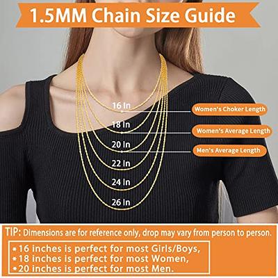 Jewlpire Solid 18k Over Gold Chain Necklace for Women Girls, 1.3mm Cable  Chain Gold Chain for Women Thin & Dainty & Shiny Women's Chain Necklaces  18inch - Yahoo Shopping