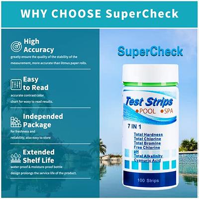 SuperCheck 7-Way Pool and Spa Test Strips for Testing Pool