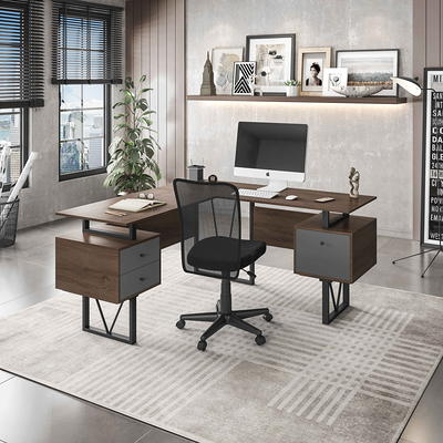 Techni Mobili Functional L-Shape Desk with Storage, Grey - Sam's Club