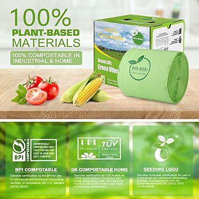 UNNI 100 Compostable Bags 30-33 Gallon 124 Liter 20 Count Extra Thick 1.1  Mils Lawn Leaf Yard Waste Bag Non-GMO ASTM D6400 EN 13432 US BPI Europe OK  Compost Home Certified San Francisco 33 Gallon 20 Count (P