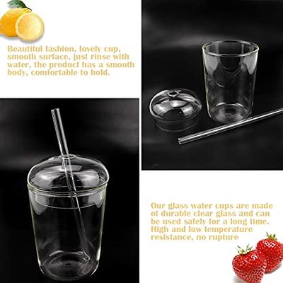 Bandesun All Glass Iced Coffee Cup with Lids and straws?24 oz High Borosilicate Glass Tumbler for Water Smoothie Juice Drinks