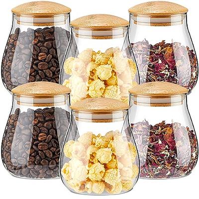 Lallisa 6 Pcs Round Glass Jar with Bamboo Lids Borosilicate Glass Storage  Canister Holder with Airtight Lid Cute Decorative Coffee Bean Container for  Kitchen Bar Sugar Food Cookie Condiment (13 oz) - Yahoo Shopping