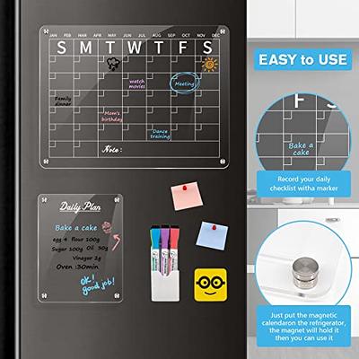 16”x12 Acrylic Magnetic Calendar for Fridge，Magnetic Dry Erase Calendar  Board for Fridge, 2 Set