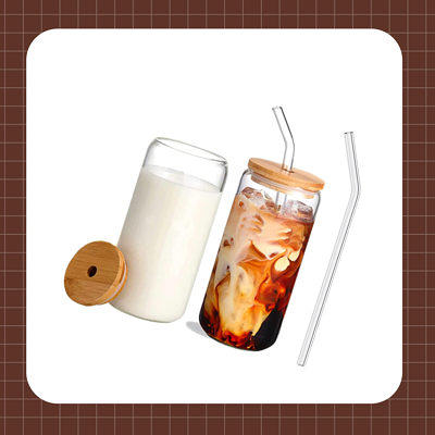 6 Pack 24oz Drinking Glasses Iced Coffee Cups Can Tumbler Glasses with  Bamboo Lids and Straws Tumble…See more 6 Pack 24oz Drinking Glasses Iced  Coffee