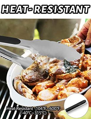 Gorilla Grip Stainless Steel Heat Resistant BBQ Kitchen Tongs Set of 2, Non  Scratch Silicone Tip