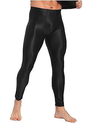 Rswnyirn Men's Oil Shiny Glossy U Convex Pouch Satin Fitness Workout Tight  Long Pants Yoga Leggings Black Medium - Yahoo Shopping