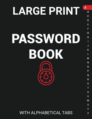 JUBTIC Password Book with Alphabetical Tabs. Medium Size Password Keeper  Logbook for Internet Website Address Log in Detail. Hardcover Password