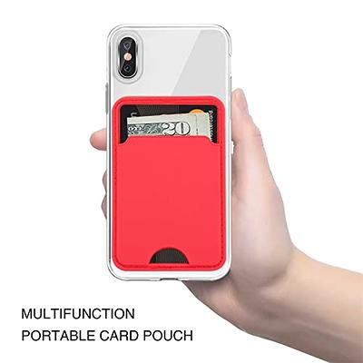 Phone Card Holder for Back of Phone, Stretchy Lycra Phone Wallet Stick On  Credit Card Holder for Phone Case Adhesive Phone Pocket Sticker Compatible