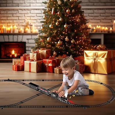  Hot Bee Train Set - Train Toys for Boys Girls w/Smokes, Lights  & Sound, Tracks, Toy Train w/Steam Locomotive Engine, Cargo Cars & Tracks,  Christmas Train Toys Gifts for 3 4