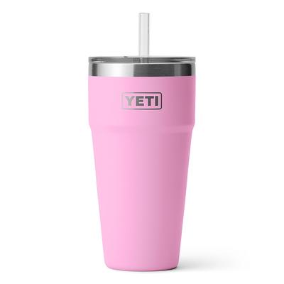 YETI Rambler 26 Oz Water Bottle with Straw Cap in Power Pink