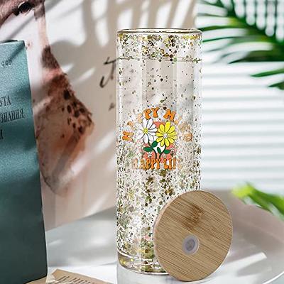 PYD Life Sublimation Glass Water Bottles Blanks with Bamboo Lid and Portable Rope Clear 25 oz Outdoor Travel Leakproof Glass Tumblers Cups for