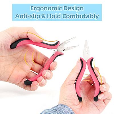 Hair Extension Plier with 3 Holes Hair Pliers for Micro Nano Ring Hair  Extensions Opener and Removal (Black-Pink Needle Nose Pliers with 3 Holes)