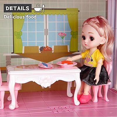 Doll House Set for Girls, Princess House Toys with Doll Furniture and 11  Rooms,Pretend Play Dreamhouse DIY Dollhouse with Light Strip for Kids