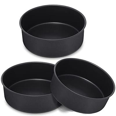 TeamFar Round Cake Pans, 8 Inch Stainless Steel Black Non-Stick
