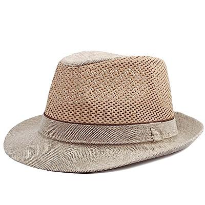 Mesh Fedora Hat for Men Summer Fedora Hats Trilby Hat Sun Beach Hat Panama  Hat, 55-61cm (as1, Alpha, l, Khaki) - Yahoo Shopping